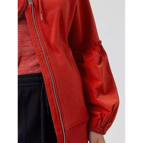 ATHLETA On My Way Triumph Hoodie Jacket Women’s M Red Rust Lantern Sleeve $139 - Picture 3 of 16